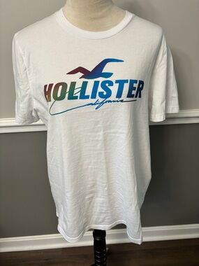 Hollister White Crewneck Tee with Black Logo